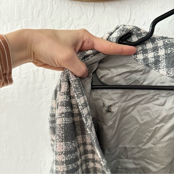 Vintage Koret Union Made USA Plaid Checkered Gray Pink Blazer Single Button 8 - Picture 5 of 9